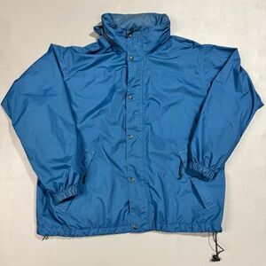 REI Blue Rain Jacket XXL Packable Hood Lightweight Shell